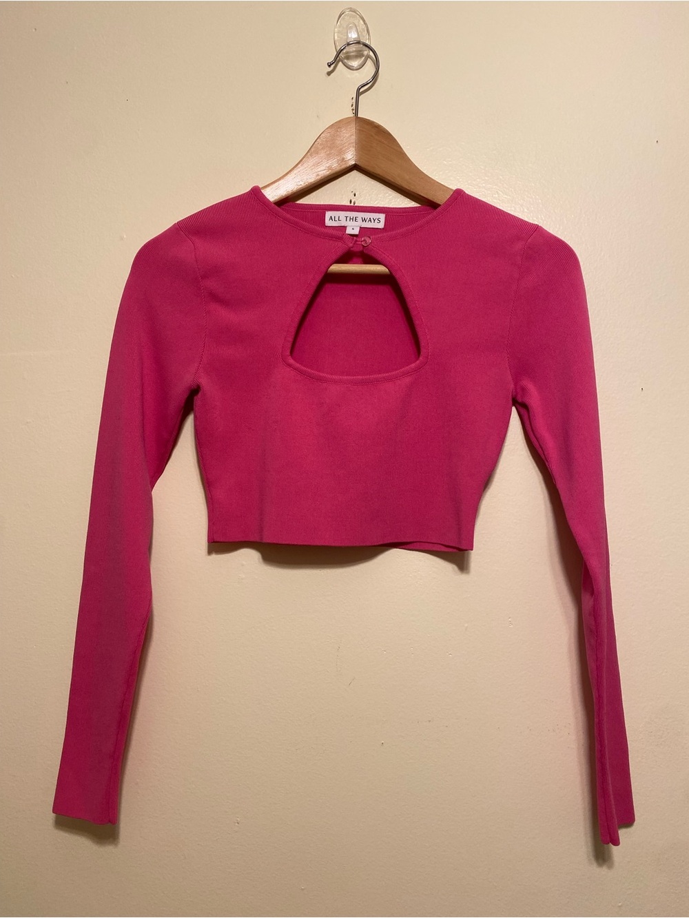 ALL THE WAYYS Women's Pink Cutout Long-Sleeve Crop Top. Size S